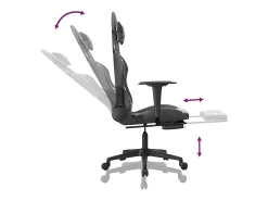 Cadeira gaming massagens apoio pés couro artif preto/camuflagem