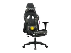 Cadeira gaming massagens apoio pés couro artif preto/camuflagem