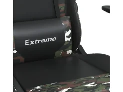 Cadeira gaming massagens apoio pés couro artif preto/camuflagem