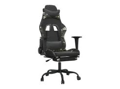 Cadeira gaming massagens apoio pés couro artif preto/camuflagem