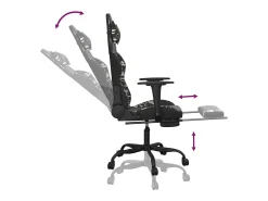 Cadeira gaming massagens apoio pés couro artif preto/camuflagem