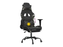 Cadeira gaming massagens apoio pés couro artif preto/camuflagem