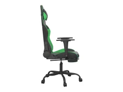 Cadeira gaming massagens c/ apoio pés couro artif. preto/verde