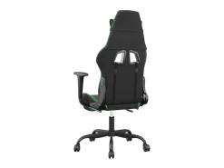 Cadeira gaming massagens c/ apoio pés couro artif. preto/verde
