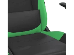 Cadeira gaming massagens c/ apoio pés couro artif. preto/verde