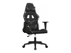 Cadeira gaming massagens couro artificial preto e camuflagem