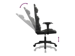 Cadeira gaming massagens couro artificial preto e camuflagem