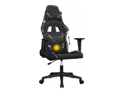 Cadeira gaming massagens couro artificial preto e camuflagem