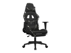 Cadeira gaming massagens apoio pés couro artif preto/camuflagem