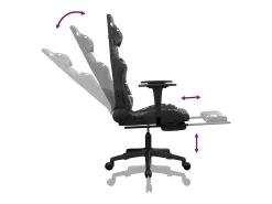 Cadeira gaming massagens apoio pés couro artif preto/camuflagem