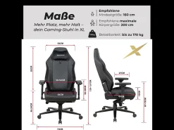 Cadeira Gaming Premium – com função de massagem, suporta até 170 kg – Heavy SMI, Preta