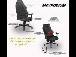 Cadeira Gaming Premium – com função de massagem, suporta até 170 kg – Heavy SMI, Preta