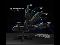 Cadeira Gaming Premium – Sistema de massagem, suporta até 150 kg – Tactical SMI, Preta