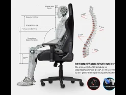 Cadeira Gaming Premium – Sistema de massagem, suporta até 150 kg – Tactical SMI, Preta