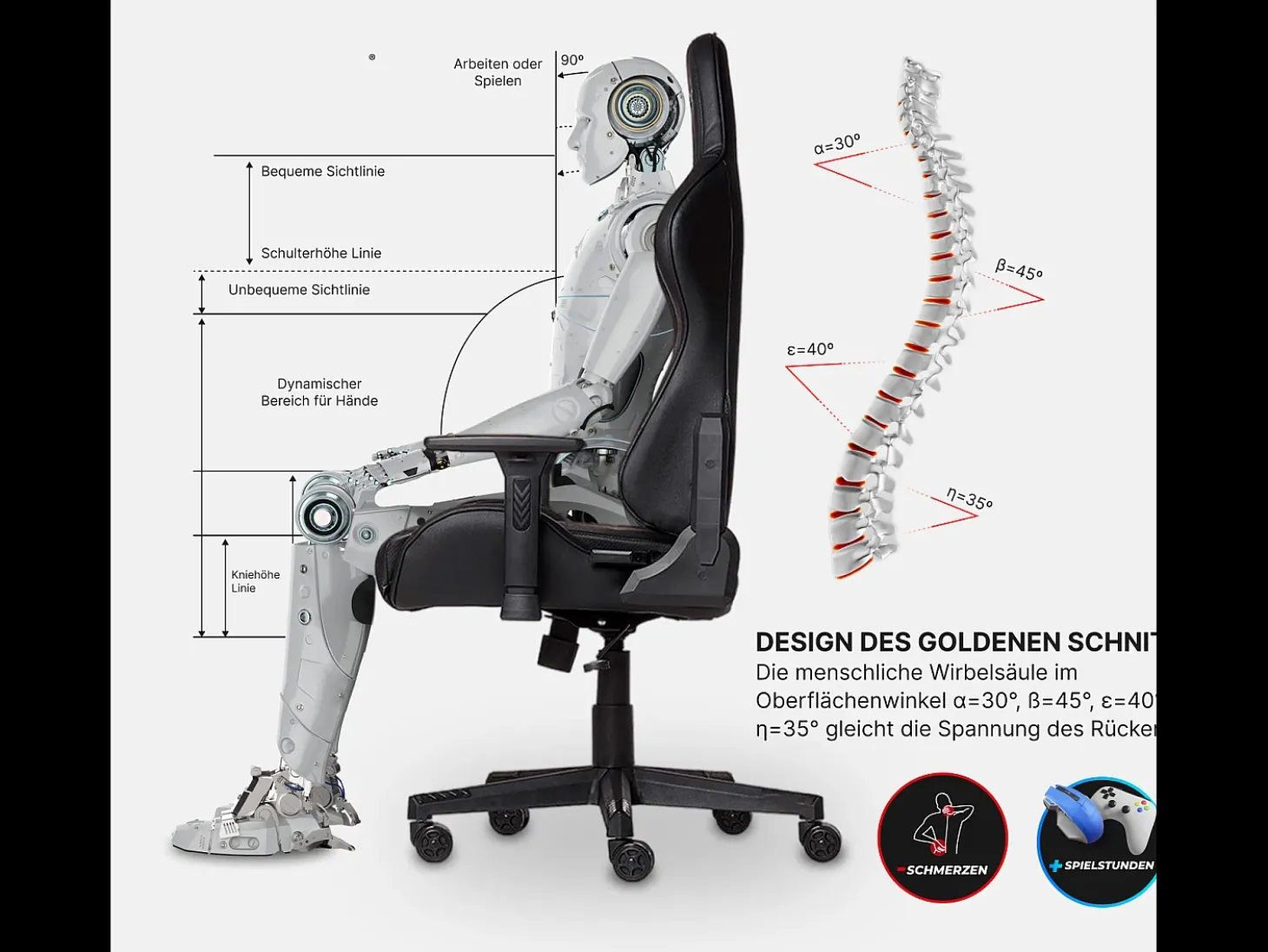 Cadeira Gaming Premium – Sistema de massagem, suporta até 150 kg – Tactical SMI, Preta