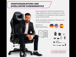 Cadeira Gaming Premium – Sistema de massagem, suporta até 150 kg – Tactical SMI, Preta