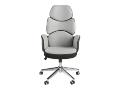 Cadeira giratória de escritório em tecido cinzento claro e pvc branco brilhante 4142 ANGEL CERDA