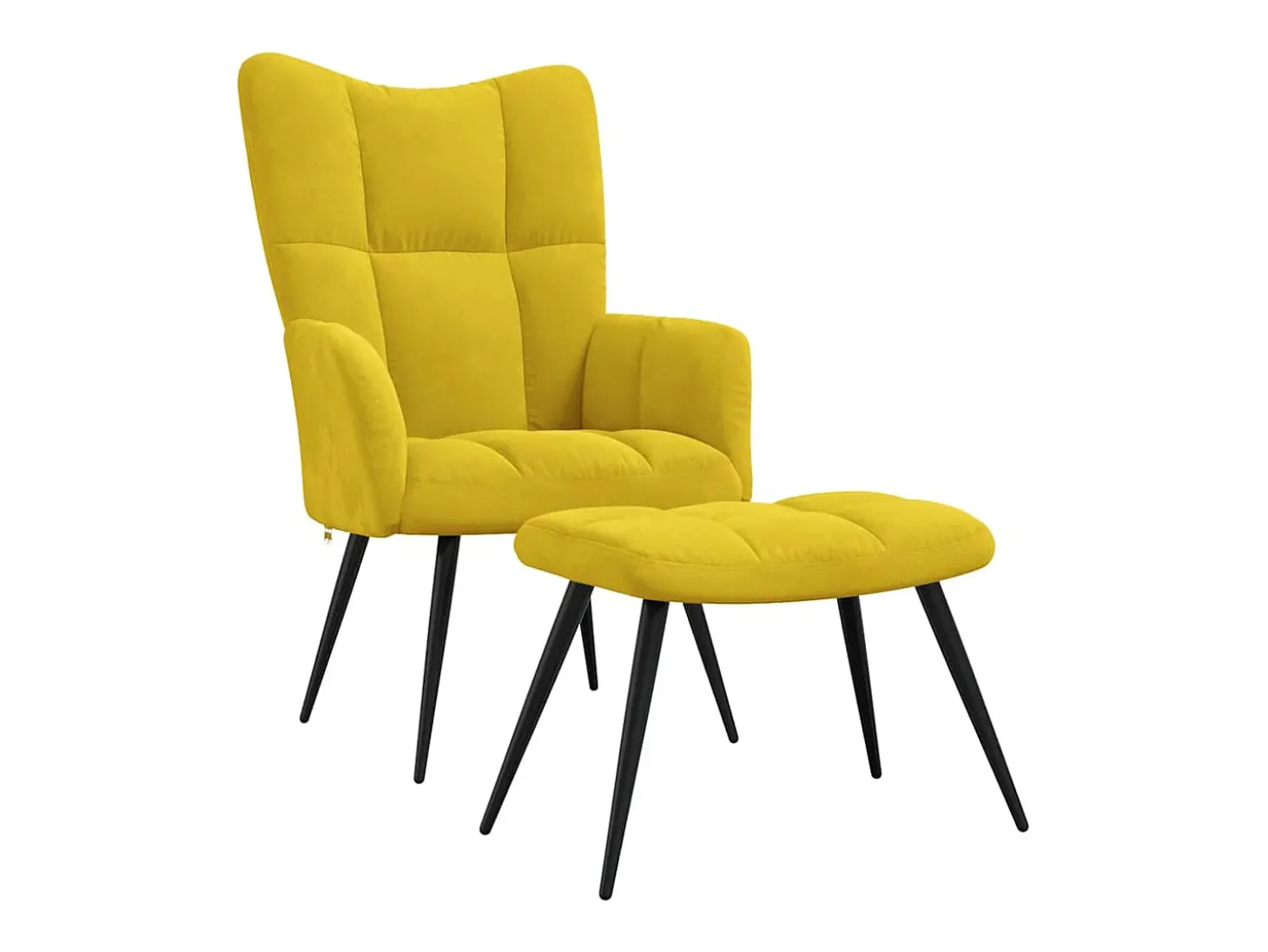 Cadeira Relaxante com Banco Veludo Amarelo Mostarda
