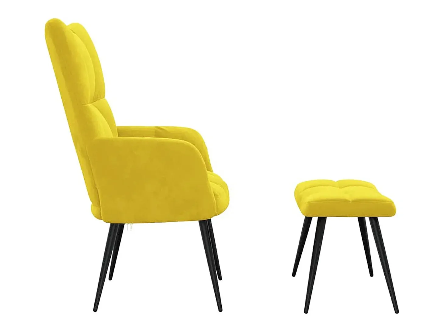 Cadeira Relaxante com Banco Veludo Amarelo Mostarda