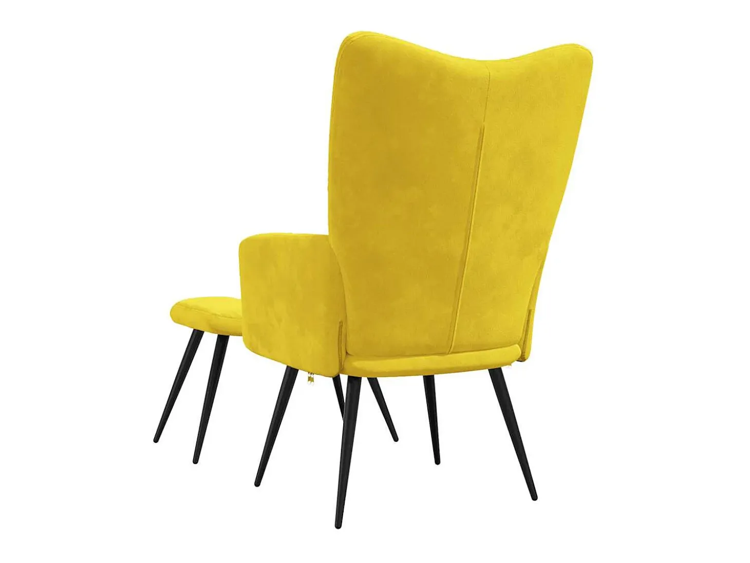 Cadeira Relaxante com Banco Veludo Amarelo Mostarda