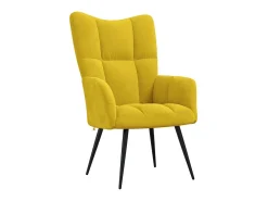 Cadeira Relaxante com Banco Veludo Amarelo Mostarda