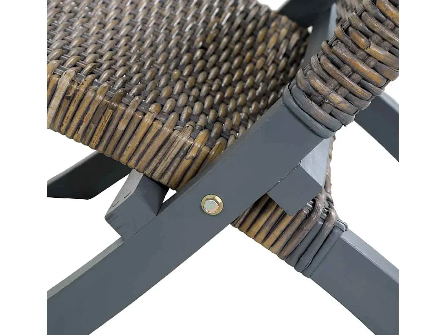 Cadeira relaxante vime Kubu natural/madeira mogno maciça cinza