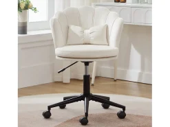 Cadeira simples - encosto em forma de pétala + almofada lombar em forma de borboleta - ajustável em altura - almofada de assento macia - branco