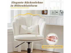 Cadeira simples - encosto em forma de pétala + almofada lombar em forma de borboleta - ajustável em altura - almofada de assento macia - branco