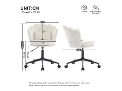 Cadeira simples - encosto em forma de pétala + almofada lombar em forma de borboleta - ajustável em altura - almofada de assento macia - branco