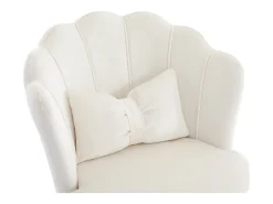Cadeira simples - encosto em forma de pétala + almofada lombar em forma de borboleta - ajustável em altura - almofada de assento macia - branco