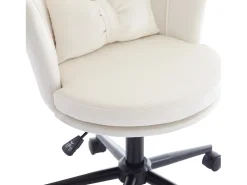 Cadeira simples - encosto em forma de pétala + almofada lombar em forma de borboleta - ajustável em altura - almofada de assento macia - branco