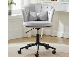 Cadeira simples - encosto em forma de pétala + almofada lombar em forma de borboleta - ajustável em altura - almofada de assento macia - cinza