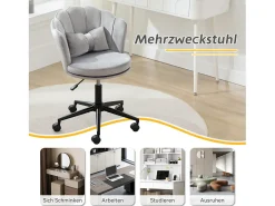 Cadeira simples - encosto em forma de pétala + almofada lombar em forma de borboleta - ajustável em altura - almofada de assento macia - cinza