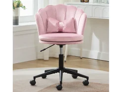 Cadeira simples - encosto em forma de pétala + almofada lombar em forma de borboleta - ajustável em altura - almofada de assento macia - rosa