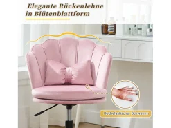 Cadeira simples - encosto em forma de pétala + almofada lombar em forma de borboleta - ajustável em altura - almofada de assento macia - rosa