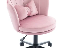 Cadeira simples - encosto em forma de pétala + almofada lombar em forma de borboleta - ajustável em altura - almofada de assento macia - rosa