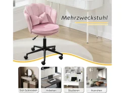 Cadeira simples - encosto em forma de pétala + almofada lombar em forma de borboleta - ajustável em altura - almofada de assento macia - rosa
