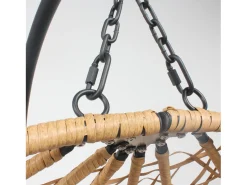 Cadeira suspensa de vime CUZCO com suporte - Resina entrançada, Almofadas macias, Resistente - Natural/Cinza