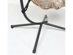 Cadeira suspensa de vime CUZCO com suporte - Resina entrançada, Almofadas macias, Resistente - Natural/Cinza