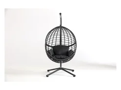 Cadeira suspensa preta em resina trançada AUROA com suporte em aço - Design elegante para interior e exterior