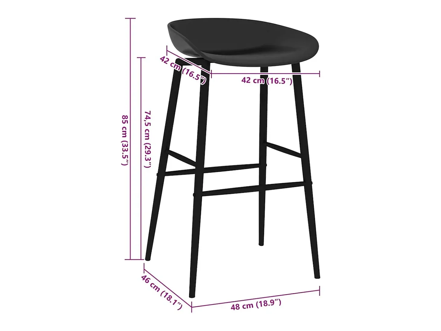 Cadeiras de bar 2 pcs preto