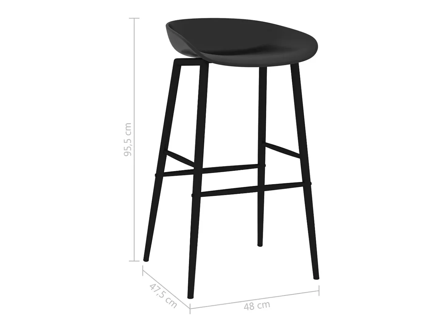 Cadeiras de bar 2 pcs preto