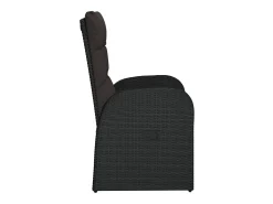 Cadeiras de jardim reclináveis 2pcs c/ almofadões vime PE preto