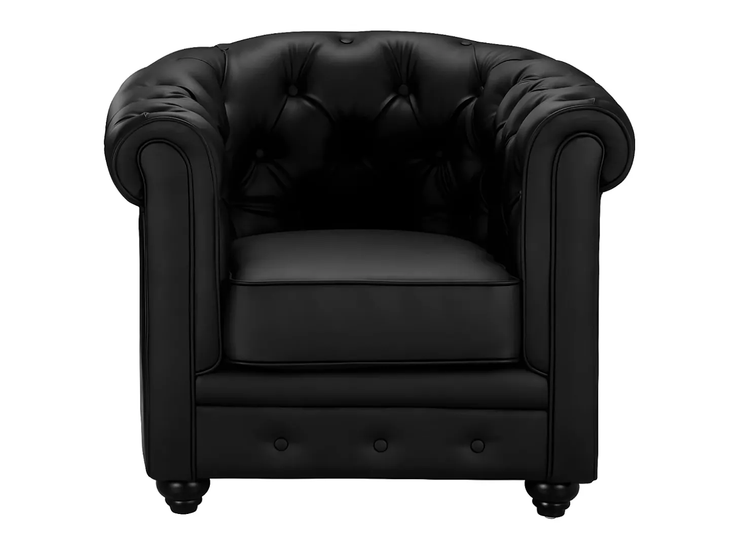 Cadeirão acolchoado em pele sintética Preto - CHESTERFIELD