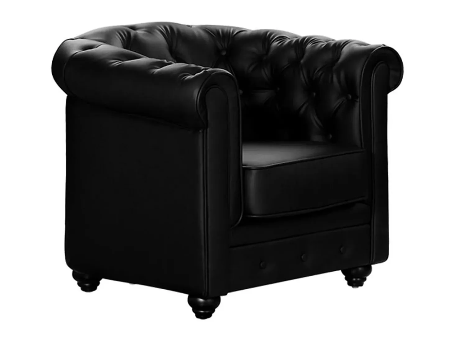 Cadeirão acolchoado em pele sintética Preto - CHESTERFIELD