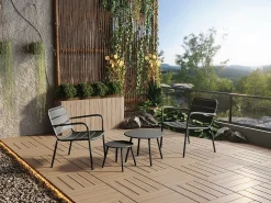 Cadeirão baixo de jardim empilhável em metal cinzento antracite - MIRMANDE