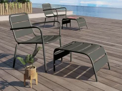 Cadeirão baixo de jardim empilhável em metal cinzento antracite - MIRMANDE