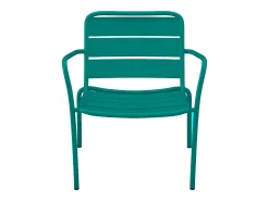Cadeirão baixo de jardim empilhável em metal azul-esverdeado - MIRMANDE de MYLIA