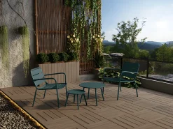 Cadeirão baixo de jardim empilhável metal verde pinho - MIRMANDE de MYLIA
