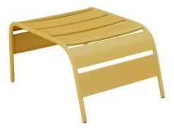 Cadeirão baixo jardim empilhável + apoio de pés metal amarelo mostarda - MIRMANDE de MYLIA